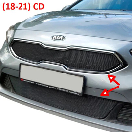 Накладка-сетка решётки бампера и радиатора KIA Ceed 3 (18-21) чёрная (к-т 2 шт.)