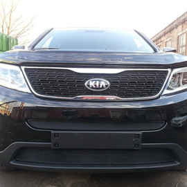 Накладка-сетка решётки радиатора KIA Sorento 2 (12-21) серебристая