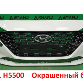 Бампер передний Hyundai Solaris 2 (20-23) (окрашенный белый) неоригинал (Россия) 86511H5500