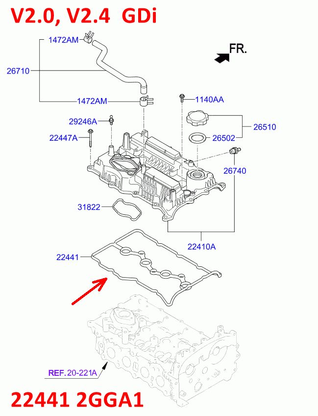 224412GGA1 Прокладка клапанной крышки Optima 4=Sportage 4=Sorento Prime=Hyundai Tucson 3=Santa Fe 3,4=Sonata 7=G70=G80- Тф 7