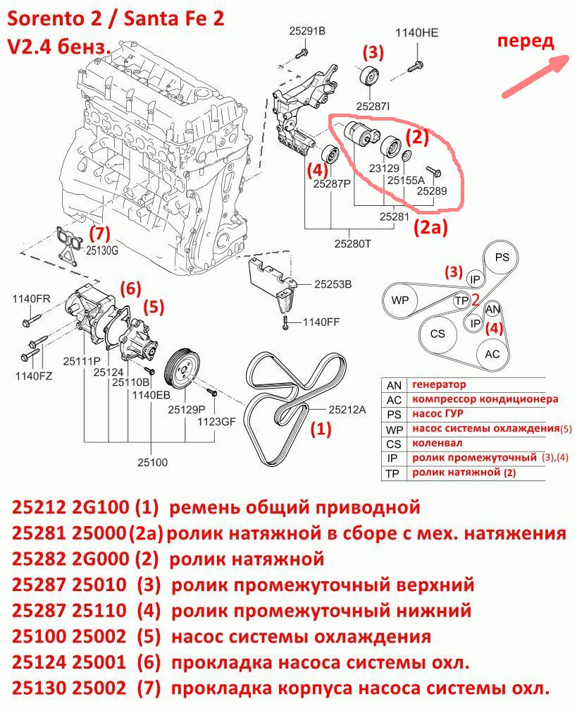 2528725010, 2528725000, 2528725100, 2528725110, GTC0 240 G4KD, G4KE Ролик общего приводного ремня промежуточный Sorento=Sportage=iX35=Santa Fe - 7