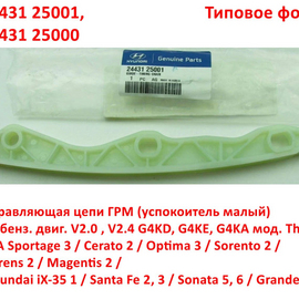 Направляющая цепи ГРМ малая KIA Sportage 3 /Cerato 2 /Optima 3 /Sorento 2 /Carens 2 / Hyundai iX-35 1 / Santa Fe 2, 3 / Sonata 5, 6 оригинал 2443125001