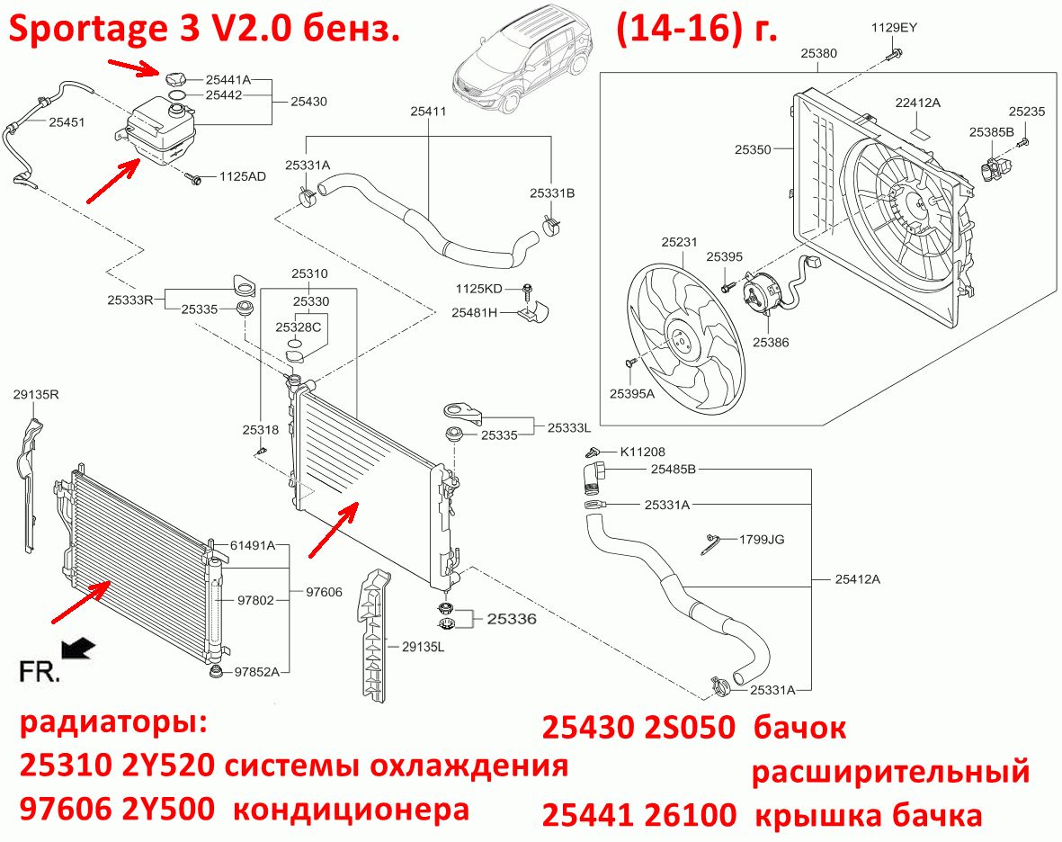 254302S050 Бачок расширительный системы охлаждения KIA Sportage 3 (14-16)=Hyundai iX-35 1 (14-16) - 7