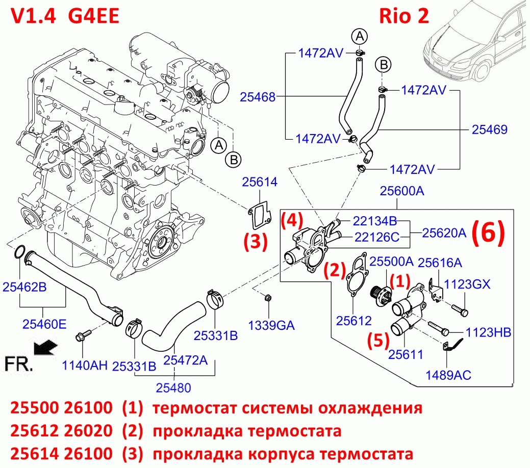 2550026100, 2550023010, 2550023001, 2550025001 Термостат системы охлаждения Rio=Cerato=Sportage=Accent Тагаз=Getz=Elantra=Sonata=Tucson - 7