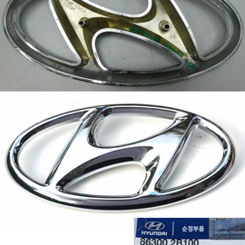 Эмблема Hyundai на решётке радиатора Hyundai i-30 1 / Sonata 5 / iX- 35 1 / Santa Fe 2 / iX-55 / Matrix оригинал 863002B100
