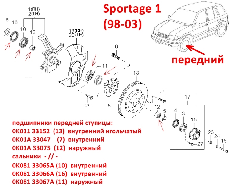 0K08133066A, 0K08133066, 0K08133066B, KOS-345 Сальник передней ступицы внутренний KIA Sportage 1=K2500, K2700 FR - 7
