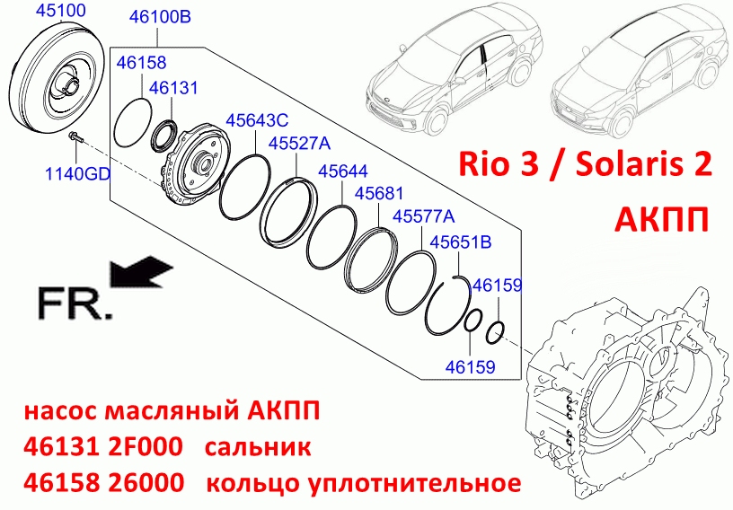 461312F000 Сальник масляного насоса АКПП Rio=Ceed=Soul=Cerato=Optima=K5=Sportage=Sorento=Solaris=i30=Elantra=Creta=Tucson=Santa Fe - 7