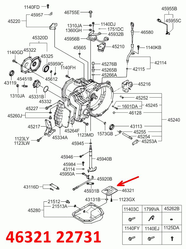 4632122731 Фильтр масляный АКПП Rio 2=Cerato 1=Accent 2 Тагаз=Getz=Matrix=Elantra 3 XD=Verna 2 - 7