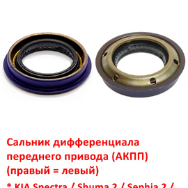 Сальник дифференциала переднего привода (правый = левый) (АКПП)  KIA Spectra / Shuma 2 / Sephia 2 / Rio 1 / Carens 1 / Carnival 1 неоригинал (Корея)  0K2A227238
