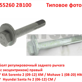 Болт регулировочный заднего рычага (с эксцентриком) правый KIA Sorento 2 / Mohave 1 / Hyundai Santa Fe 2 неоригинал (Россия) 552602B100