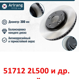 Диск тормозной передний KIA Ceed 2 / Soul 2 / Hyundai i-30 2 / Veloster 1 неоригинал (Корея) 517122L500