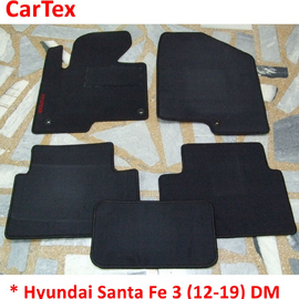 Коврики салона ворсовые Hyundai Santa Fe 3 (12-19) Cartex чёрные