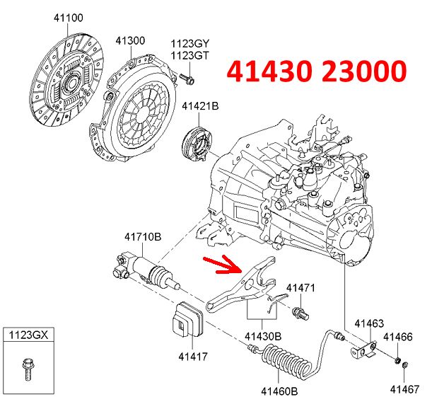 4143023000 Вилка сцепления KIA Rio 2 (05-11) JB, Cerato 1 (04-08) LD, Hyundai Getz (02-11) TB, Verna 2 (05-10) MC, Matrix 1 (01-10) FC  - Типовое фото 7